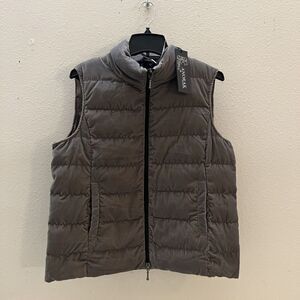 ANORAK Short Down Vest Women Sz X-Small Light Packable Dark Taupe